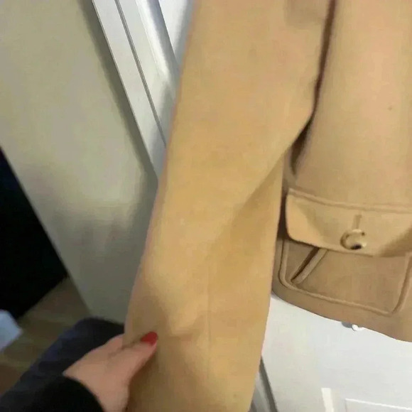 Talbots Women's Wool Blend Pea Coat Jacket Petites Size 10P Cream Winter Lined - Picture 6 of 7